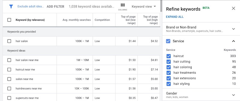 Google ads hot sale keyword research