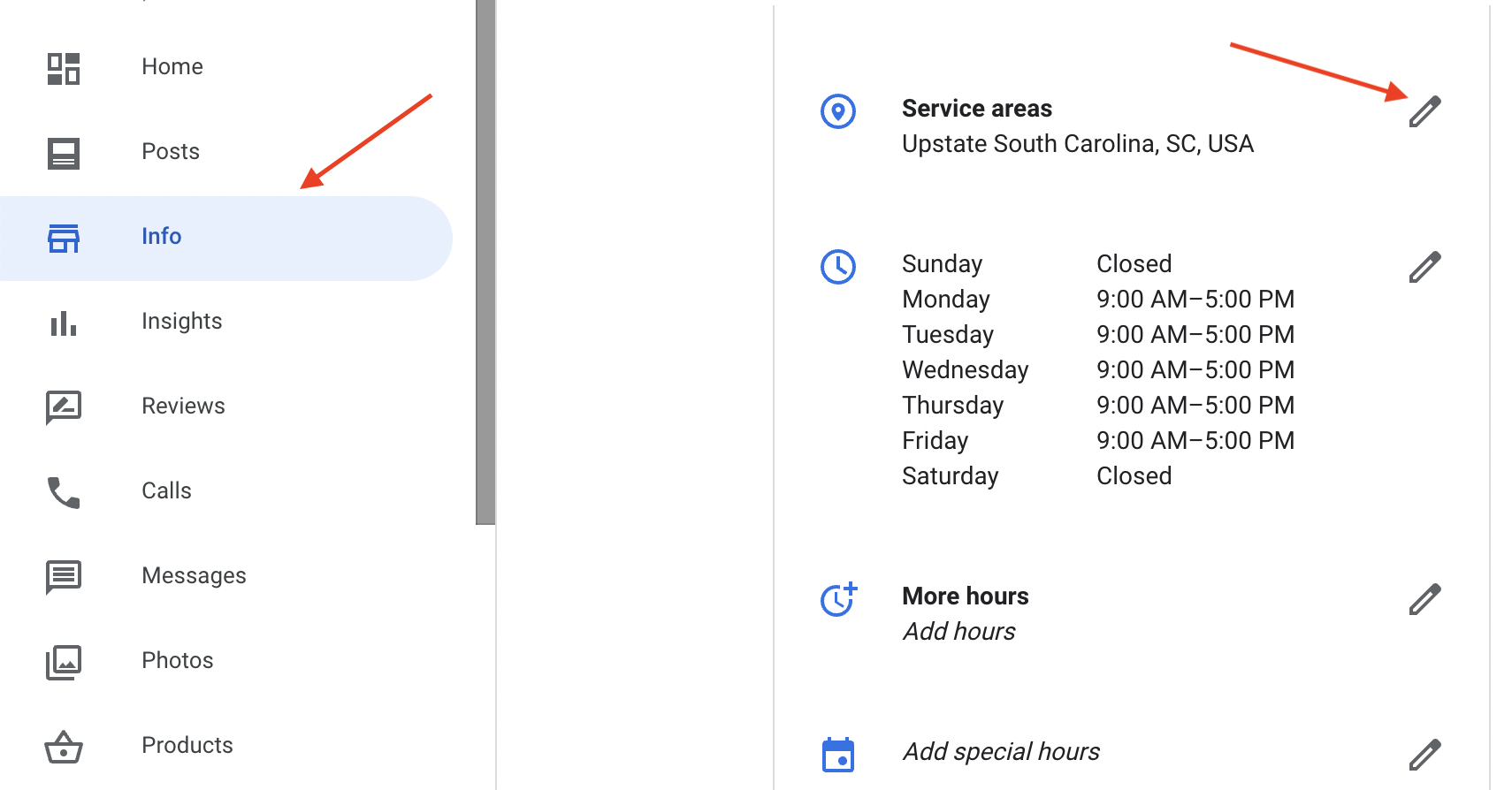 Screenshot showing how to add multiple service areas to a Google Business Profile listing